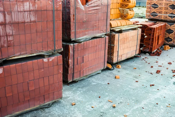 Stacks of silicate bricks — Stock Photo, Image