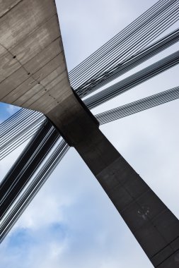 Pilon ve kabloları Kiev Askılı Köprüsü