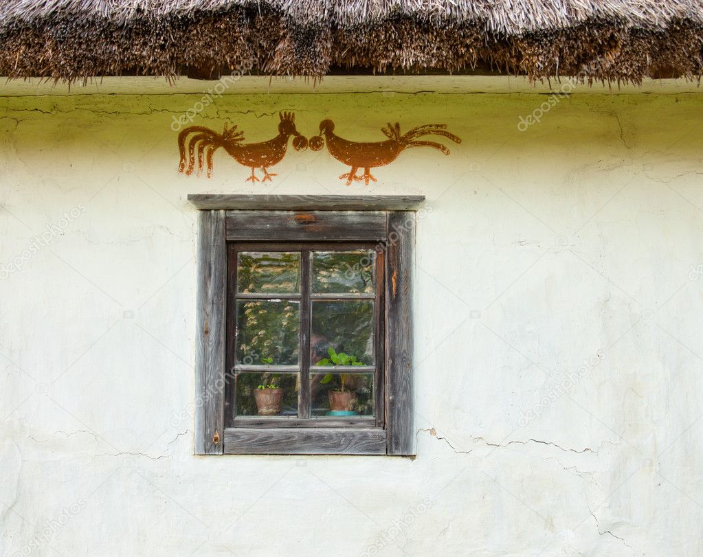 Window of the old traditional Ukrainian house
