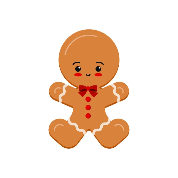 Pain d'épice homme icône biscuit de Noël isolé sur fond blanc. — Image vectorielle