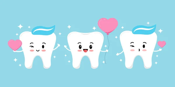 Δόντια με καρδιά και λάμψη διάνυσμα οδοντική αγάπη σύνολο εικονίδιο. — Διανυσματικό Αρχείο