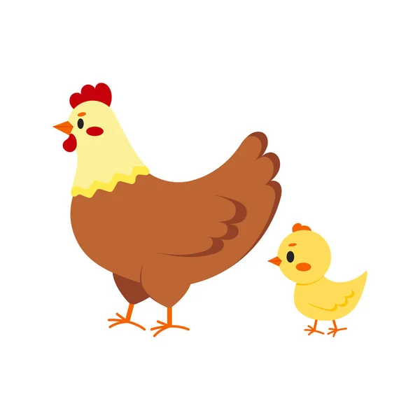 Набор иконок кур и цыплят изолирован на белом фоне. — стоковый вектор