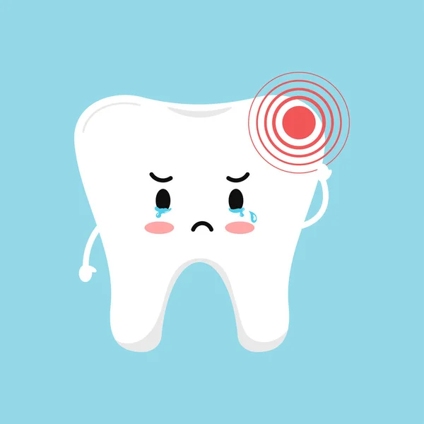 Tooth with pain ache dental icon isolated on blue background. — Stock Vector