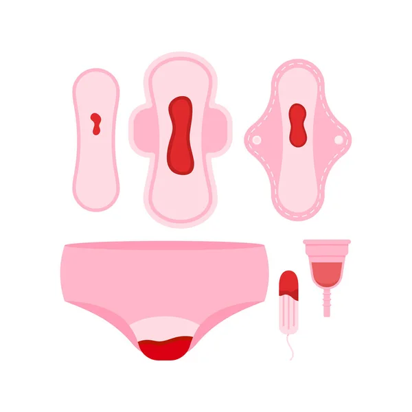 Fürdőszoba Szalvéta Női Menstruációs Pad Tampon Újrahasznosítható Pad Menstruációs Csésze — Stock Vector