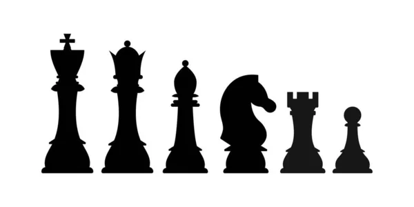 Schackpjäser siluett vektor ikon set isolerad på vit bakgrund. — Stock vektor