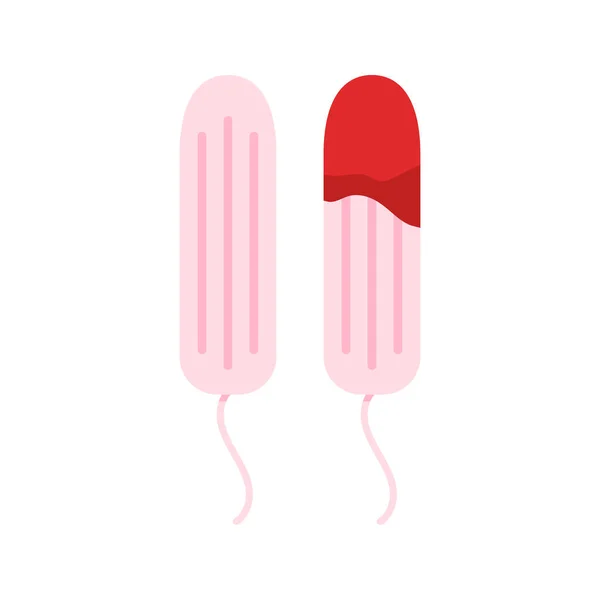 Tampon femme hygiénique avec sang menstruation et icône propre mis isolé sur fond blanc. — Image vectorielle