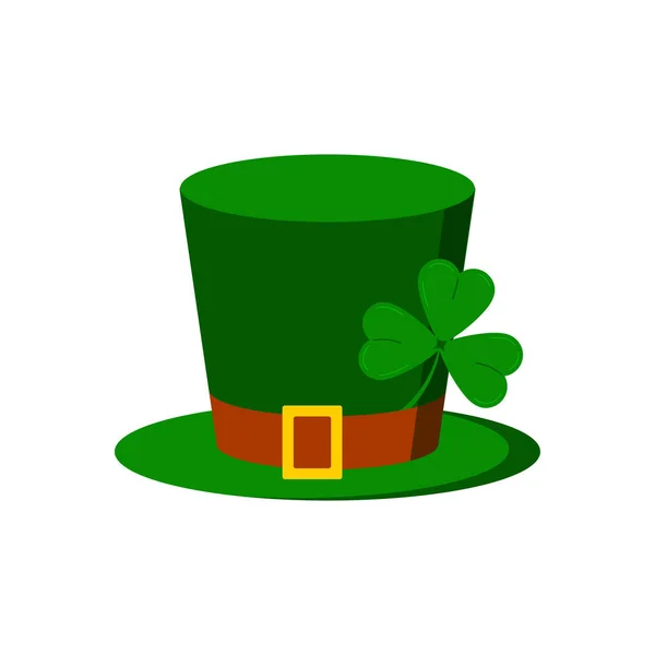 Chapeau Leprechaun avec des feuilles d'arbre trèfle icône isolé sur fond blanc. — Image vectorielle