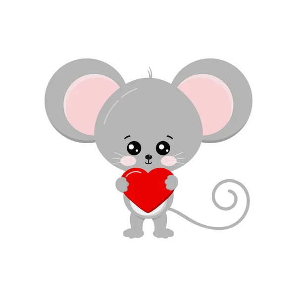 Милі миші з серцем в лапі ізольовані на білому тлі . — стоковий вектор