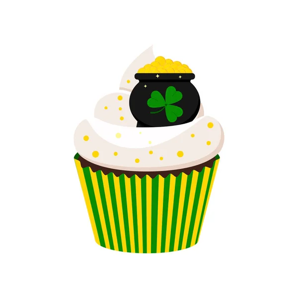 St Patrick cupcake üst elszigetelt fehér háttér. — Stock Vector