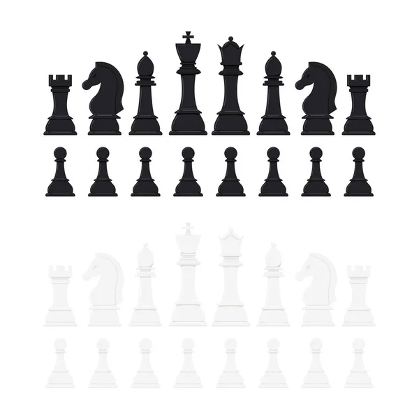 Σύνολο διανυσματικών εικόνων σκακιστικών κομματιών σε λευκό φόντο. — Διανυσματικό Αρχείο