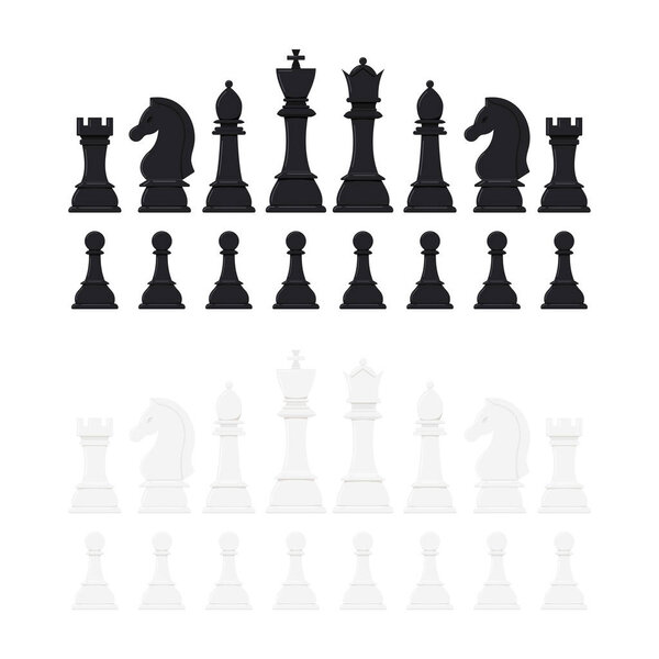 Chess pieces vector icon set isolated on white background.