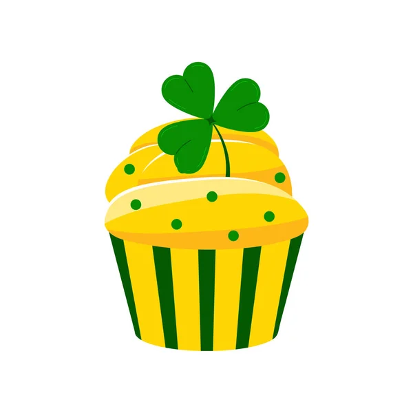 Cupcake St Patrick avec trèfle isolé sur fond blanc. — Image vectorielle