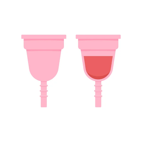 Coupe menstruelle avec sang menstruel et icône propre sur fond blanc. — Image vectorielle
