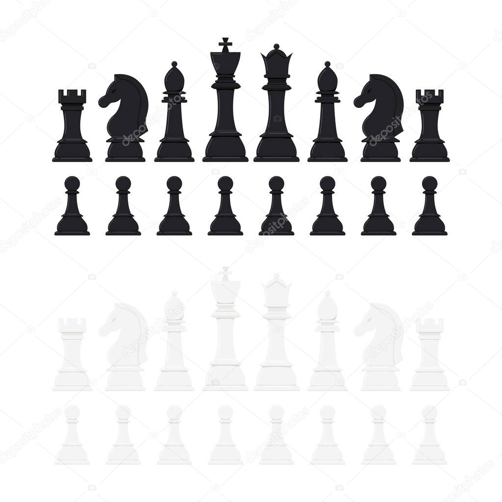 Chess pieces vector icon set isolated on white background.