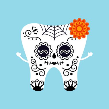 Ölü izole vektör ikonunun Meksika Günü için kurukafa dişi.