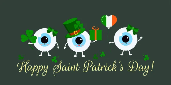 St Patrick słodkie oczy na kartce z życzeniami. — Wektor stockowy