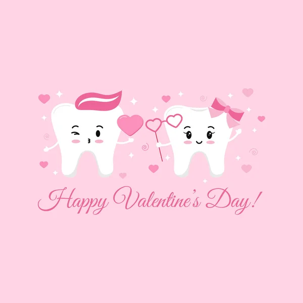 Dental valentine card. Cartoon tooth Cupid. Happy Valentine&rsquo;s Day Stock
