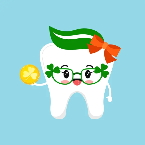 St Patrick χαριτωμένο δόντι εικονίδιο απομονωμένο. — Διανυσματικό Αρχείο