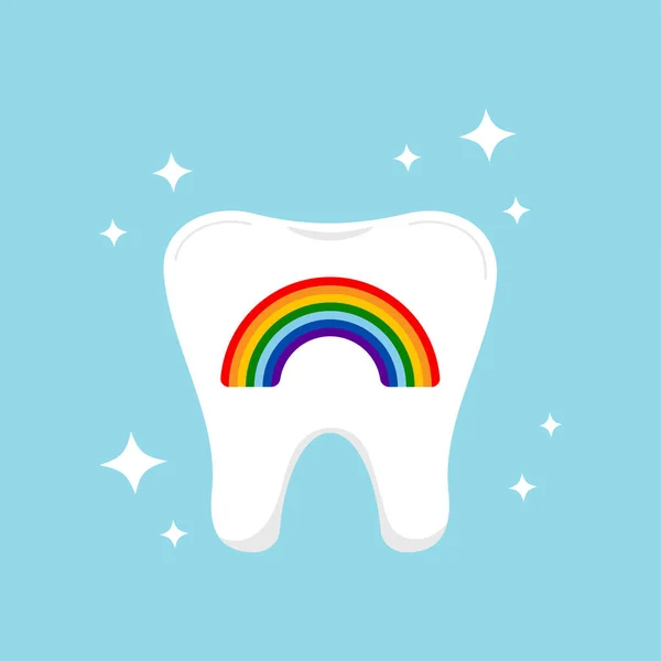 Diente con el icono dental del arco iris siolado en el fondo. — Archivo Imágenes Vectoriales