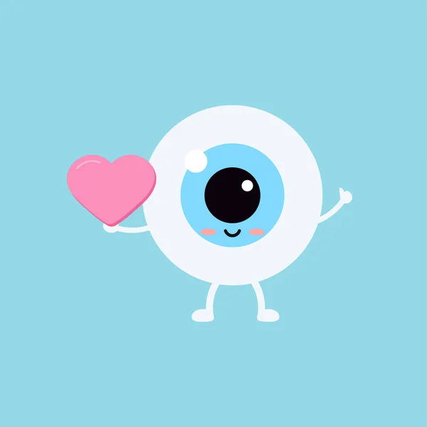 Oeil heureux avec l'icône d'amour d'ophtalmologie de vecteur de coeur. — Image vectorielle