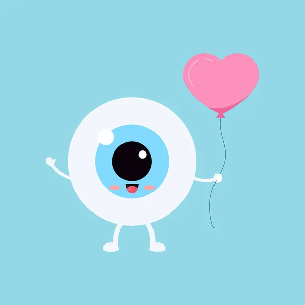 Œil mignon avec coeur ballon vecteur ophtalmologie amour icône. — Image vectorielle