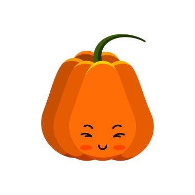 Beyaz üzerine izole edilmiş balkabağı sevimli karakter simgesi.