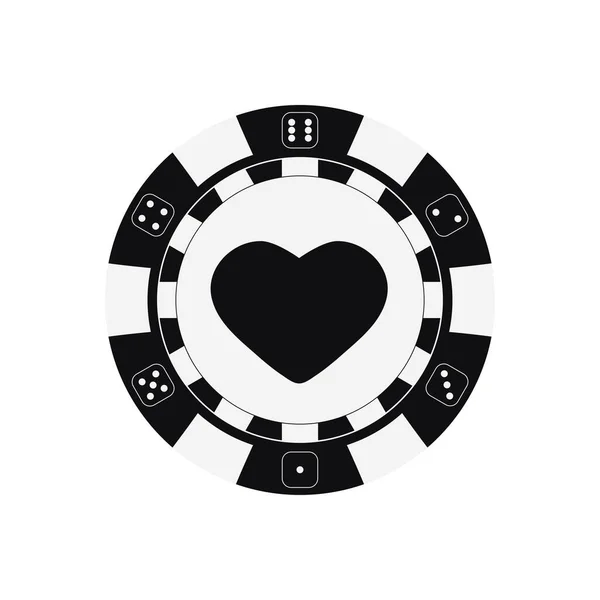 Chip di gioco di poker con semi di carte cuori. — Vettoriale Stock