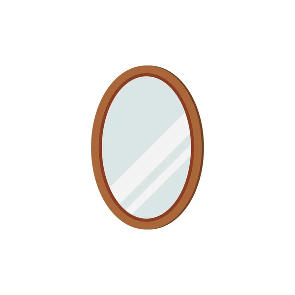 Espejo con marco oval aislado sobre fondo blanco. — Vector de stock