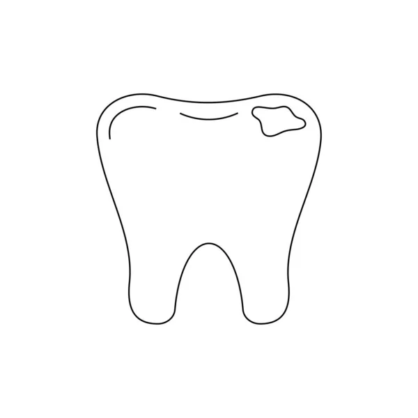 Diş çürüğü diş çizgisi resim simgesi izole edildi. — Stok Vektör