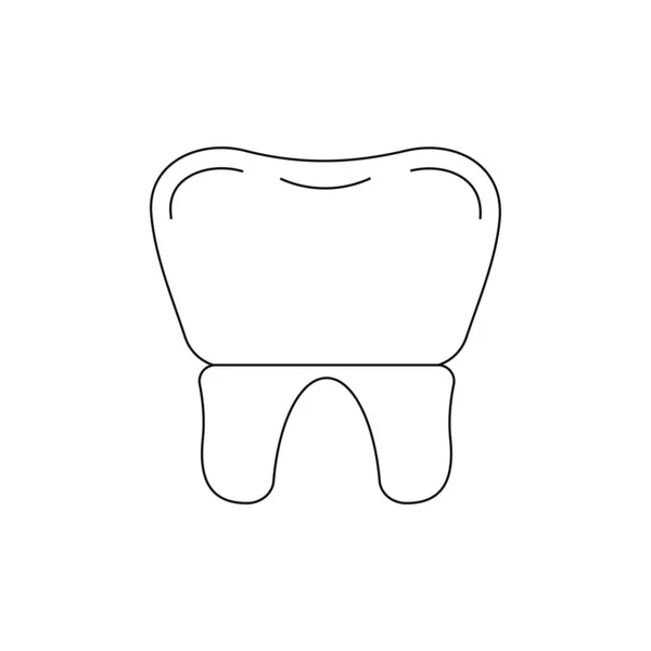 歯と王冠歯のラインアートアイコンは白い背景に隔離されています. — ストックベクタ