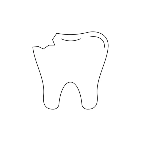 Chipped diente línea dental icono de arte aislado sobre fondo blanco.. — Vector de stock