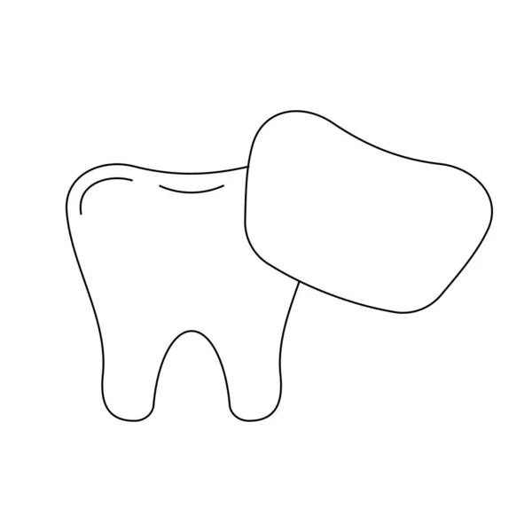 Diente con icono de línea dental venner aislado sobre fondo blanco. — Archivo Imágenes Vectoriales