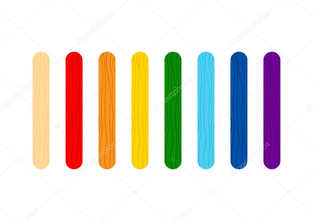 Color popsicle stick for game or ice cream set.