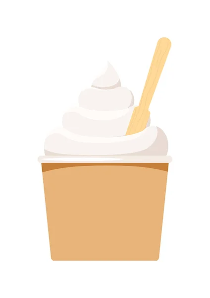 흰 배경에 따로 놓여 있는 아이스크림 과 하드 스틱으로 만든 컵. — 스톡 벡터