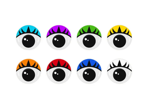 Πλαστικά μάτια με βλεφαρίδες για παιχνίδια, μαριονέτες και κούκλες — Διανυσματικό Αρχείο