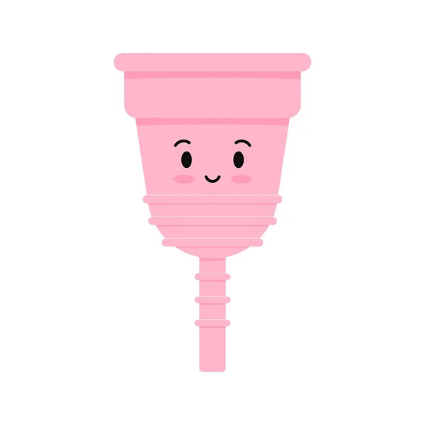 Mignon menstruel tasse personnage vecteur icône isolé sur fond blanc. — Image vectorielle