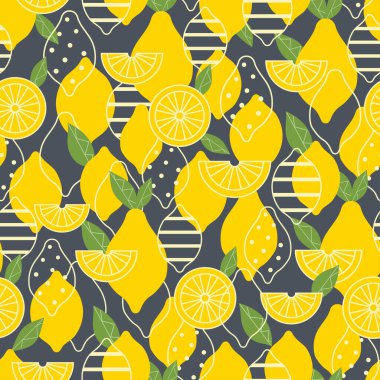 Süslü ve dilimsiz arkaplanlı limon yaz meyvesi.