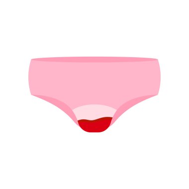 Adet görmüş külotlar beyaz arkaplanda izole edilmiş kan simgesi.