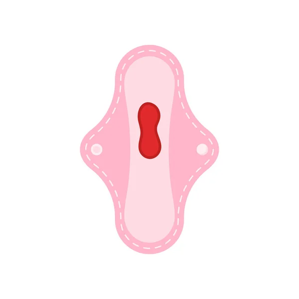 Mehrwegkissen mit Menstruationsblut isoliert auf weißem Hintergrund. — Stockvektor