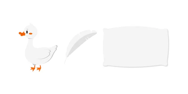 Oie plume et oreiller icône mis isolé sur fond blanc. — Image vectorielle