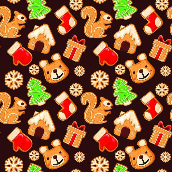 Cute Gingerbread Cookies Seamless Pattern Perfect Wallpapers Textiles Backgrounds Wrapping — Stock Vector