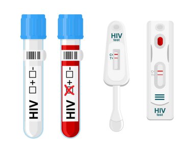 HIV testi ve kendi kendine test kiti ile laboratuvar kan testi tüpü.
