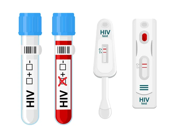 带有实验室血检管的艾滋病毒检测和自我检测包 — 图库矢量图片