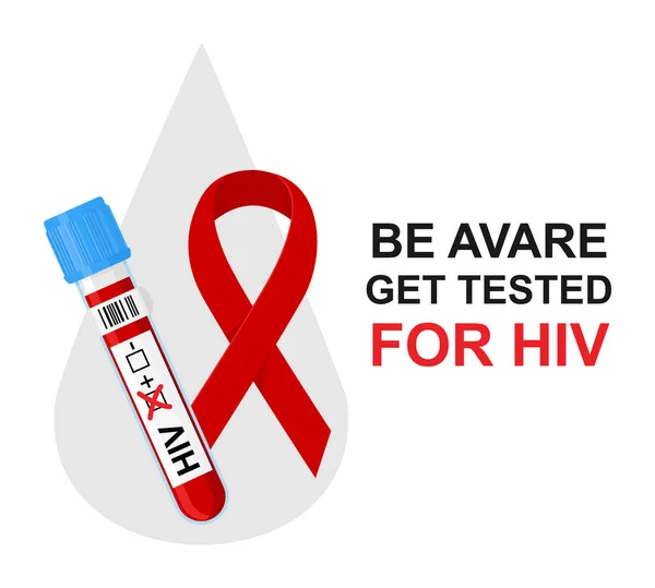 Hiv Testi Dünya Aids Günü Aralık Kırmızı Kurdele — Stok Vektör