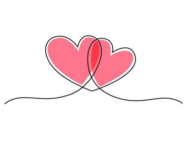 El ve çizilmiş pembe ve kırmızı dolgulu bir kalp, akış çizgileri olan minimum romantik karalama elementleri, Sevgililer Günü tasarımları, kartlar, posterler, çıkartmalar ve aşk temaları için mükemmel.