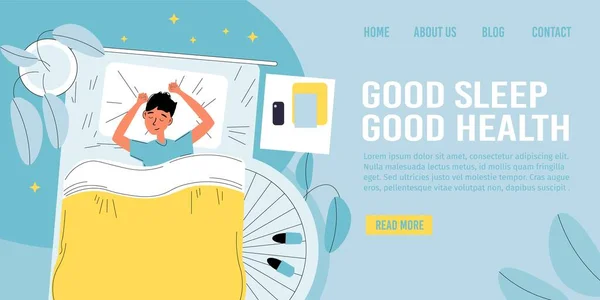 Bon sommeil, heures de repos au travail pour les enfants page web — Image vectorielle