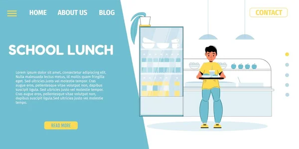 Almuerzo escolar balanceado nutrición infantil landing page — Vector de stock