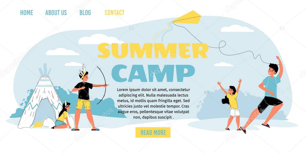 Recreation for kid at summer camp landing page