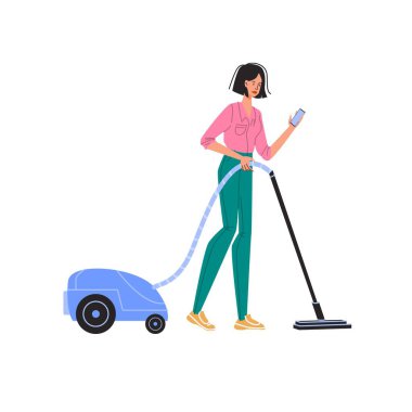 İnternette düz çizgi film karakteri sörfü, vektör illüstrasyon kavramı