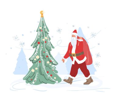 Noel Baba çizgi filmi Mutlu Noeller konsepti